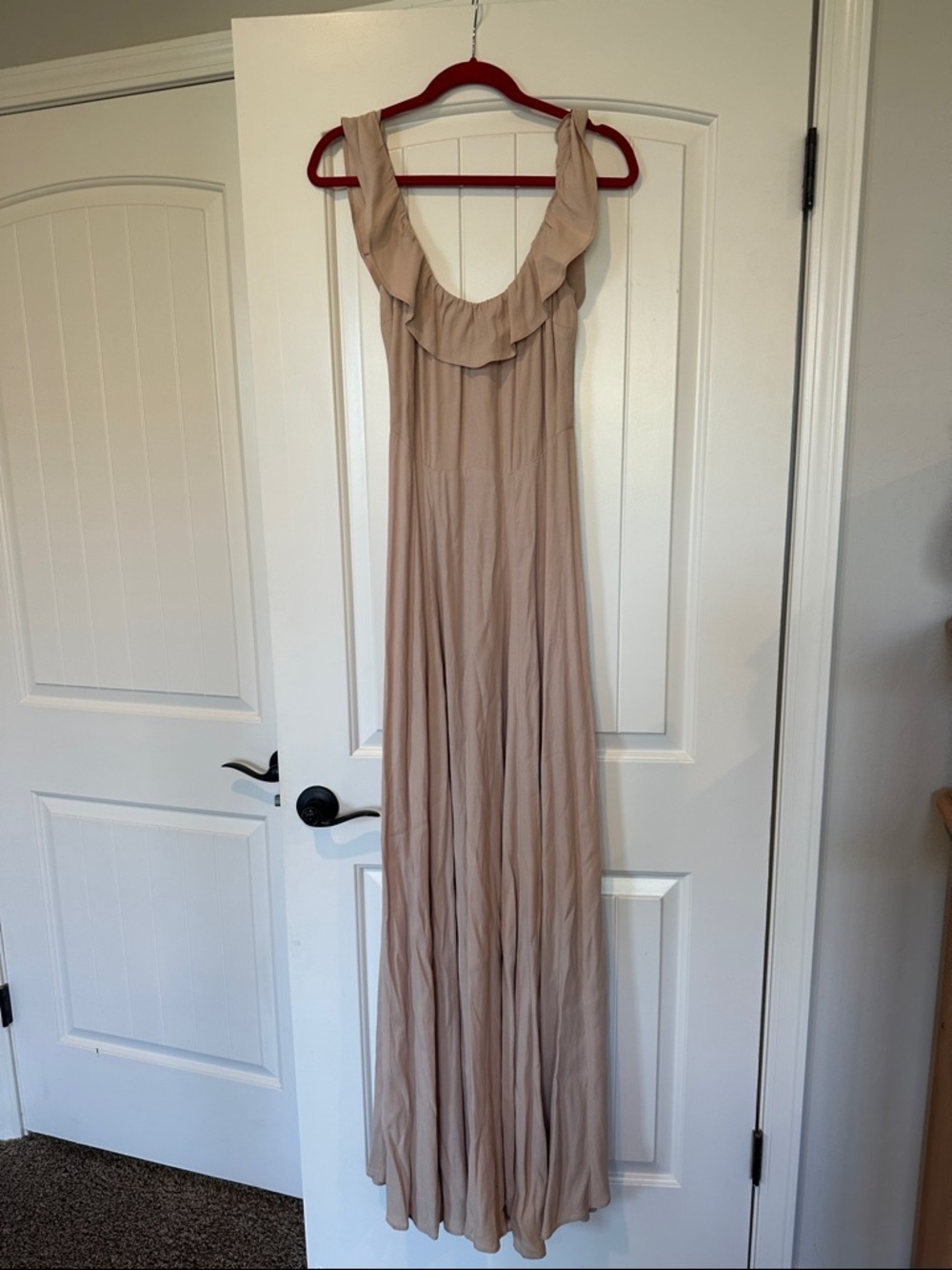 Reformation Pink Blush Verbena Off Shoulder Ruffle Maxi Dress Size 8 DAMAGED - Picture 6 of 11